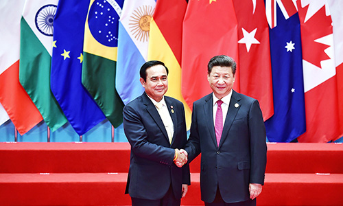 Prayut Chan o cha and Xi Jinping at G20 photo MFA 01 500 2