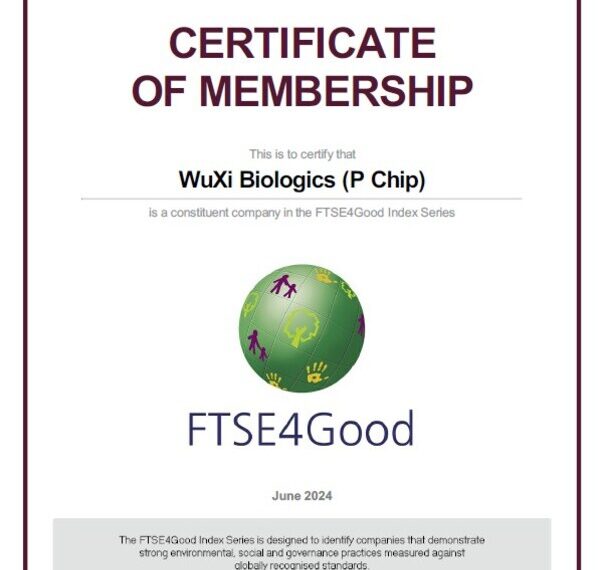 WuXi Biologics Named Constituent of the FTSE4Good Index Series